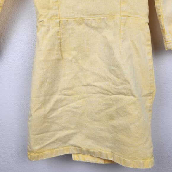 Retrofete Willa Dress in Lemonade Yellow XS Mini 3/4 Sleeves Button NWT Denim - Picture 8 of 12